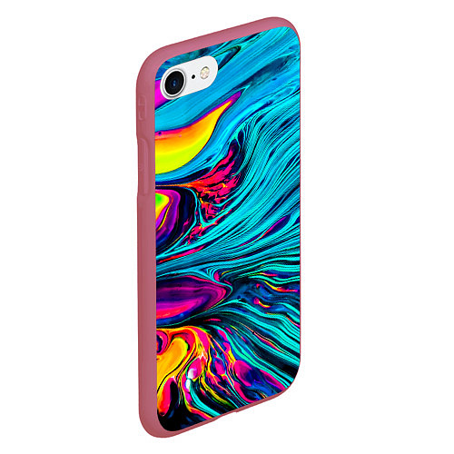 Чехол iPhone 7/8 матовый Paint Wave / 3D-Малиновый – фото 2