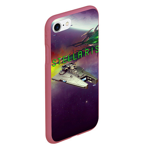 Чехол iPhone 7/8 матовый Stellaris космический корабль в космосе / 3D-Малиновый – фото 2