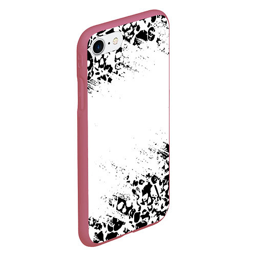 Чехол iPhone 7/8 матовый Выцветшие потёртости SKULLS / 3D-Малиновый – фото 2
