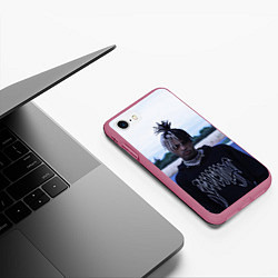 Чехол iPhone 7/8 матовый XXXTentacion in a revenge hoodie, цвет: 3D-малиновый — фото 2