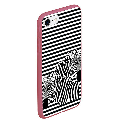 Чехол iPhone 7/8 матовый Матросы на зебрах / 3D-Малиновый – фото 2