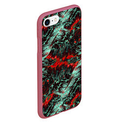 Чехол iPhone 7/8 матовый Красно-Белая Вулканическая Лава, цвет: 3D-малиновый — фото 2