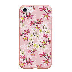 Чехол iPhone 7/8 матовый Цветы Розовые Плюмерии, цвет: 3D-светло-розовый
