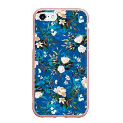 Чехол iPhone 7/8 матовый Цветы Синий Сад, цвет: 3D-светло-розовый