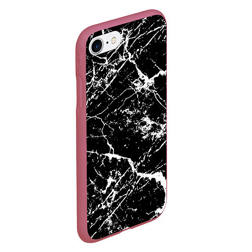 Чехол iPhone 7/8 матовый Текстура чёрного мрамора Texture of black marble / 3D-Малиновый – фото 2