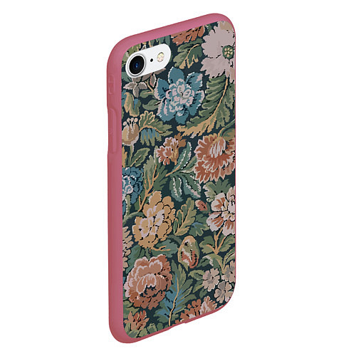 Чехол iPhone 7/8 матовый Floral pattern Цветочный паттерн / 3D-Малиновый – фото 2