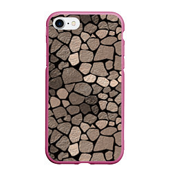 Чехол iPhone 7/8 матовый Черно-коричневая текстура камня, цвет: 3D-малиновый