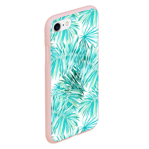 Чехол iPhone 7/8 матовый Листья Пальмы Нарисованные Акварелью / 3D-Светло-розовый – фото 2
