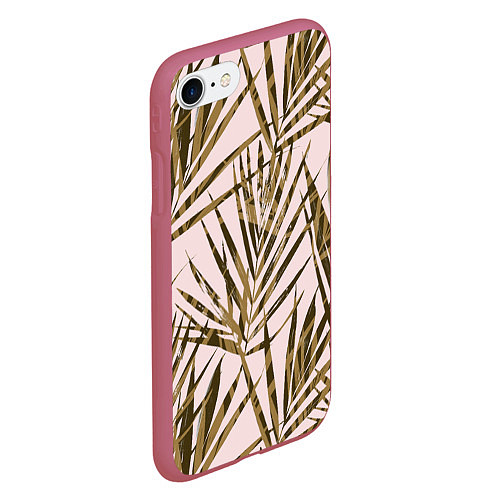 Чехол iPhone 7/8 матовый Тропические Пальмы Летом / 3D-Малиновый – фото 2