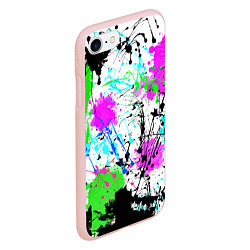 Чехол iPhone 7/8 матовый Неоновые разноцветные пятна и брызги красок, цвет: 3D-светло-розовый — фото 2