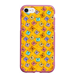 Чехол iPhone 7/8 матовый Цветные котики и лапки, цвет: 3D-малиновый