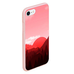 Чехол iPhone 7/8 матовый Закат в горах в розовых тонах, цвет: 3D-светло-розовый — фото 2