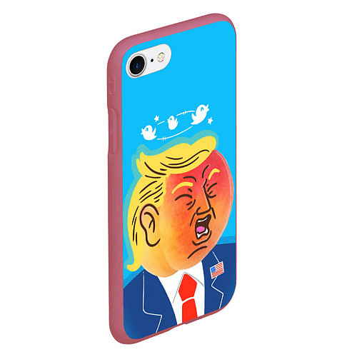 Чехол iPhone 7/8 матовый Дональд Трамп и Твиттер / 3D-Малиновый – фото 2