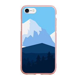 Чехол iPhone 7/8 матовый Горы, лес, канатная дорога, цвет: 3D-светло-розовый
