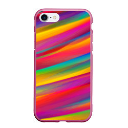 Чехол iPhone 7/8 матовый Красочный летний паттерн Цветные полосы, цвет: 3D-малиновый