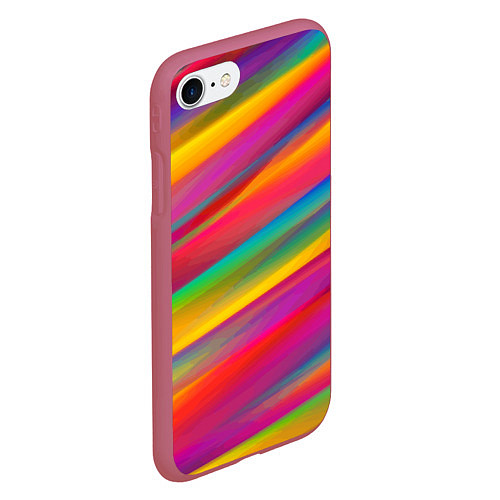Чехол iPhone 7/8 матовый Красочный летний паттерн Цветные полосы / 3D-Малиновый – фото 2