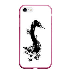Чехол iPhone 7/8 матовый Черный лебедь - силуэт кляксами