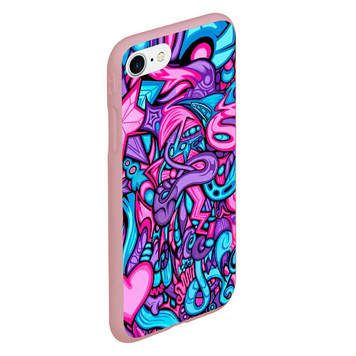 Чехол iPhone 7/8 матовый Яркая абстракция голубой и розовый фон / 3D-Баблгам – фото 2