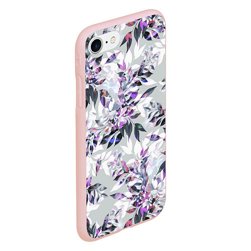 Чехол iPhone 7/8 матовый Цветы Серый Букет / 3D-Светло-розовый – фото 2