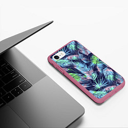 Чехол iPhone 7/8 матовый Разноцветные Листья Пальм, цвет: 3D-малиновый — фото 2