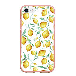 Чехол iPhone 7/8 матовый Лимоны Нарисованные Акварелью, цвет: 3D-светло-розовый