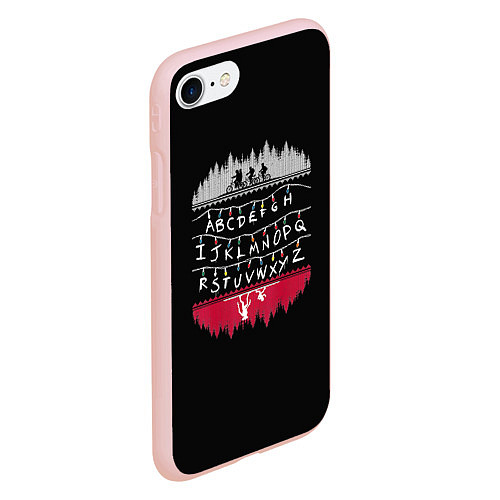 Чехол iPhone 7/8 матовый Stranger Things Латиница / 3D-Светло-розовый – фото 2