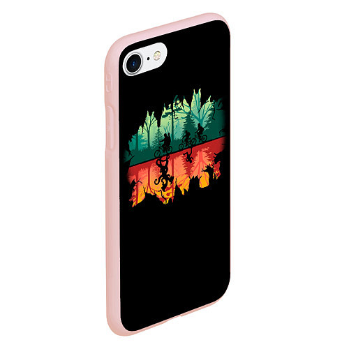 Чехол iPhone 7/8 матовый Stranger Things Wrong Side / 3D-Светло-розовый – фото 2