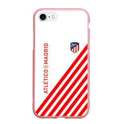 Чехол iPhone 7/8 матовый Atletico madrid красные полосы