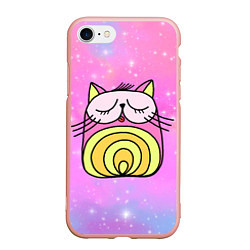 Чехол iPhone 7/8 матовый Абстрактный круглый котик, цвет: 3D-светло-розовый