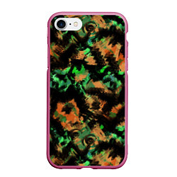 Чехол iPhone 7/8 матовый Зелено-оранжевый осенний абстрактный узор