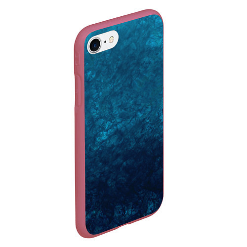 Чехол iPhone 7/8 матовый Синий абстрактный мраморный узор / 3D-Малиновый – фото 2