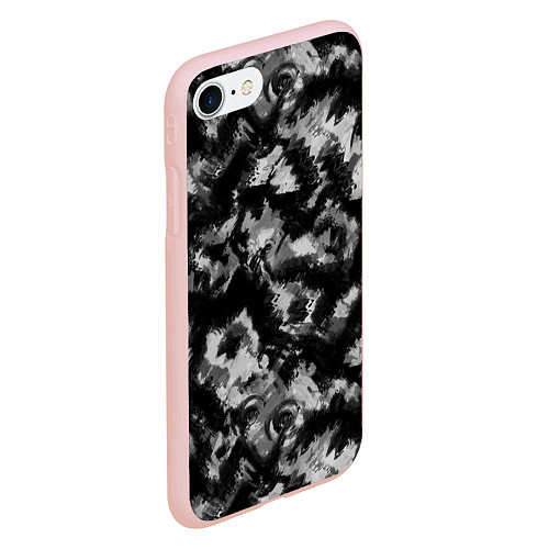 Чехол iPhone 7/8 матовый Черно-белый абстрактный камуфляж / 3D-Светло-розовый – фото 2