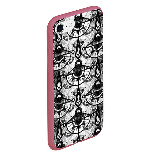 Чехол iPhone 7/8 матовый В черно-серых тонах геометрический узор / 3D-Малиновый – фото 2