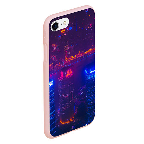 Чехол iPhone 7/8 матовый Неоновый город с высоты - Фиолетовый / 3D-Светло-розовый – фото 2