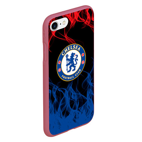 Чехол iPhone 7/8 матовый Челси chelsea пламя / 3D-Малиновый – фото 2