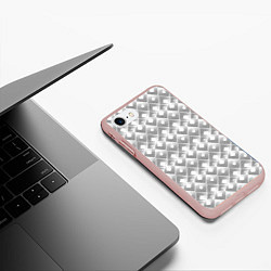 Чехол iPhone 7/8 матовый Art deco white background, цвет: 3D-светло-розовый — фото 2