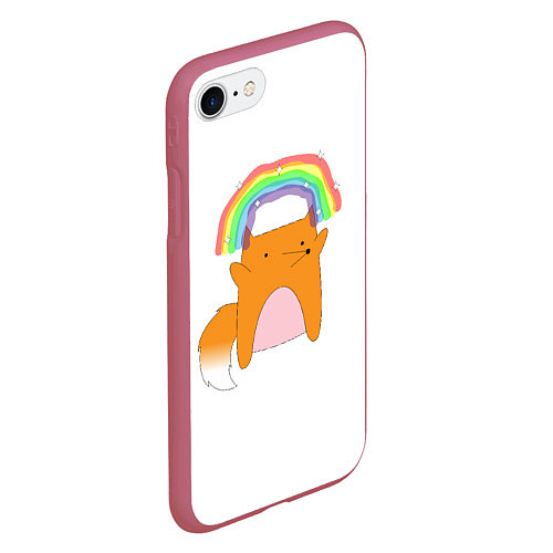 Чехол iPhone 7/8 матовый Rainbow Fox / 3D-Малиновый – фото 2