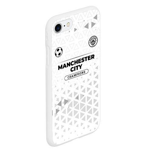 Чехол iPhone 7/8 матовый Manchester City Champions Униформа / 3D-Белый – фото 2