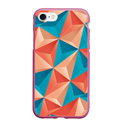 Чехол iPhone 7/8 матовый Розово-бирюзовая полигональ, цвет: 3D-малиновый