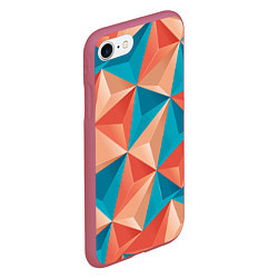Чехол iPhone 7/8 матовый Розово-бирюзовая полигональ, цвет: 3D-малиновый — фото 2