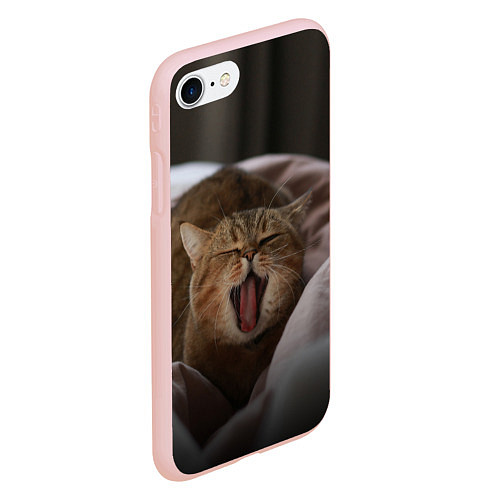 Чехол iPhone 7/8 матовый Эх, поспать бы! Зевающий котяра / 3D-Светло-розовый – фото 2