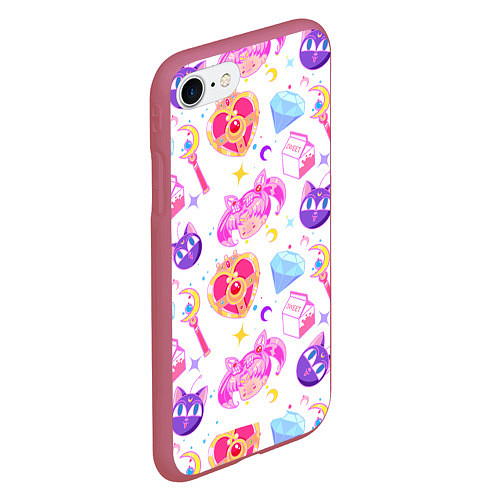 Чехол iPhone 7/8 матовый Сейлор Мун Sailor Moon / 3D-Малиновый – фото 2