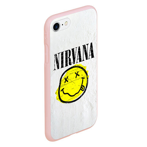 Чехол iPhone 7/8 матовый Nirvana логотип гранж / 3D-Светло-розовый – фото 2