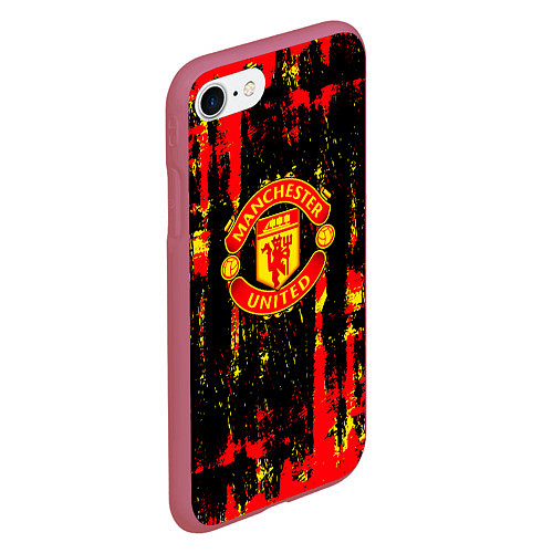 Чехол iPhone 7/8 матовый Manchester united краска / 3D-Малиновый – фото 2