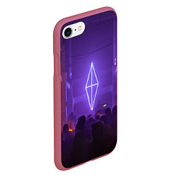 Чехол iPhone 7/8 матовый Неоновое помещение с людьми - Фиолетовый, цвет: 3D-малиновый — фото 2