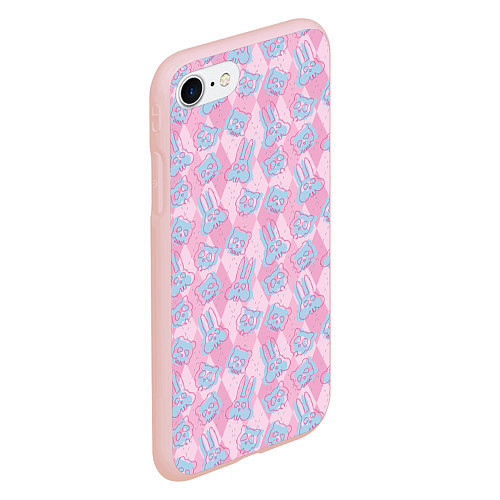 Чехол iPhone 7/8 матовый Паттерн черепов животных / 3D-Светло-розовый – фото 2