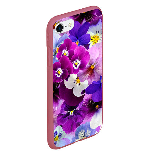 Чехол iPhone 7/8 матовый CHARMING PANSIES / 3D-Малиновый – фото 2