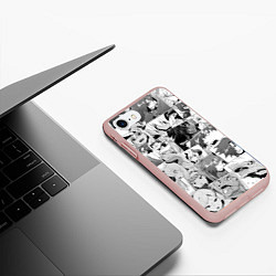 Чехол iPhone 7/8 матовый Тяжёлый труд в подземелье pattern, цвет: 3D-светло-розовый — фото 2
