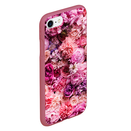 Чехол iPhone 7/8 матовый BOUQUET OF VARIOUS FLOWERS / 3D-Малиновый – фото 2