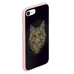 Чехол iPhone 7/8 матовый Голова волка с узорами, цвет: 3D-светло-розовый — фото 2